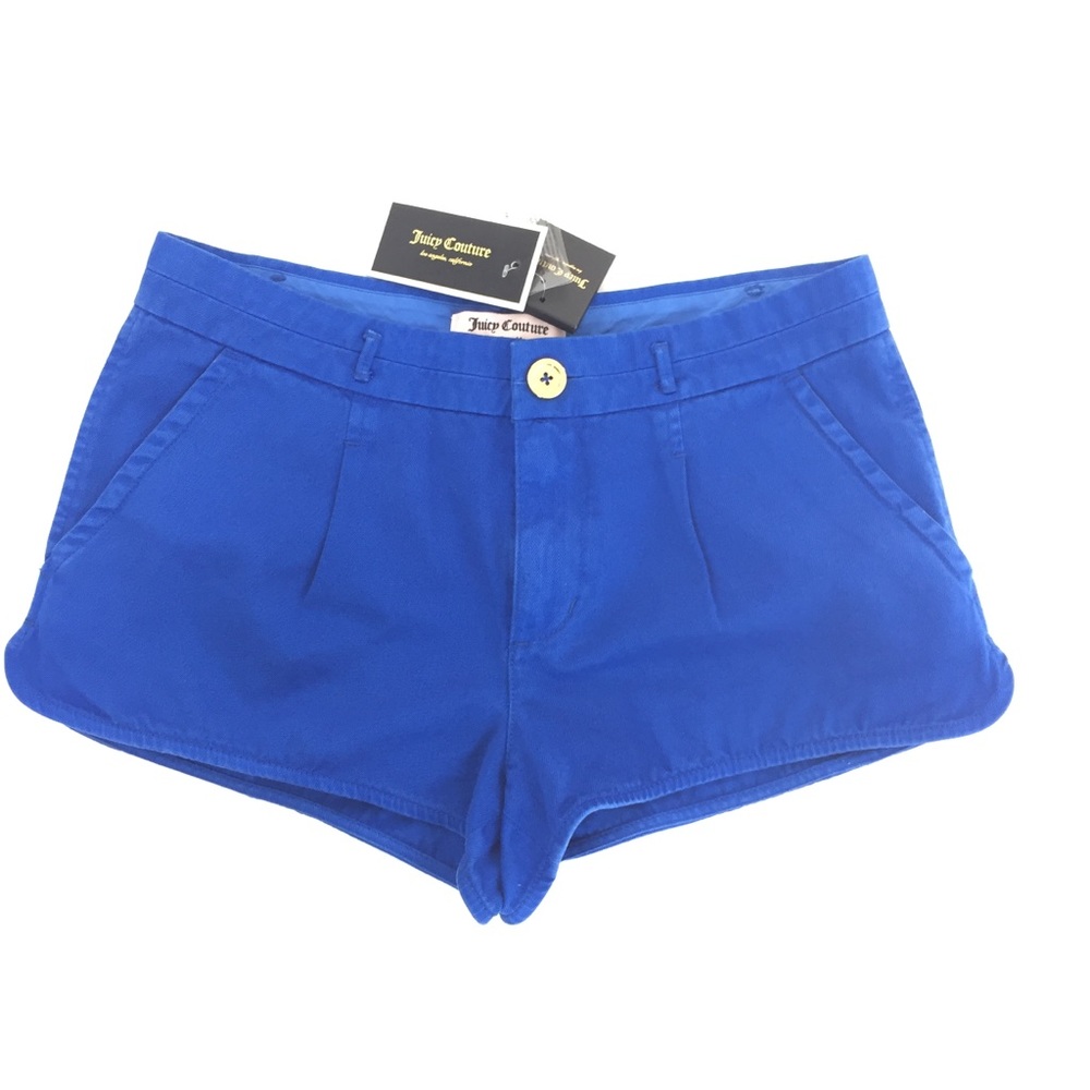 NWT Juicy Couture Lazuli Blue Twill Pleated Shorts